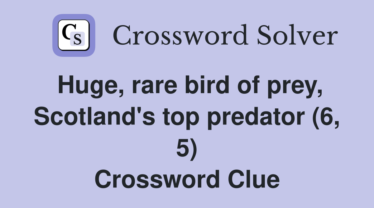 Huge, rare bird of prey, Scotland's top predator (6, 5) - Crossword